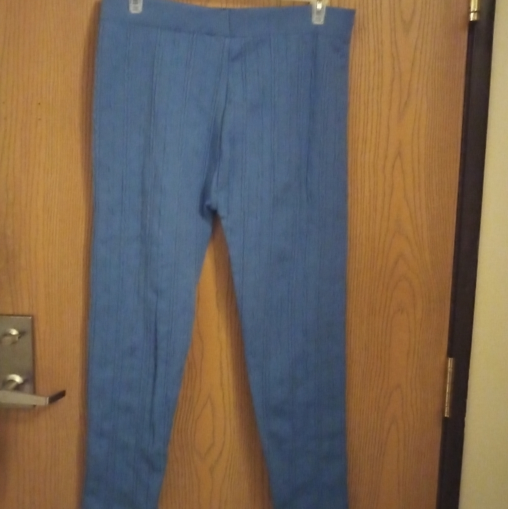 WOMAN within Womens Blue Knit fleece leggings pants L/1x A-1